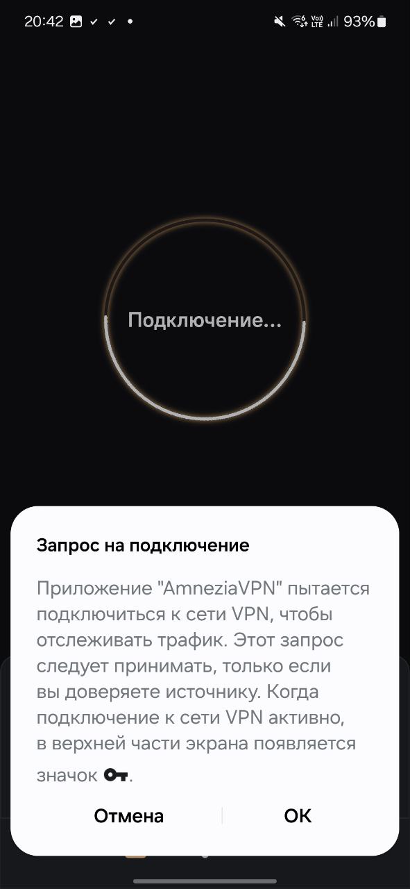 Запрос на подключение VPN