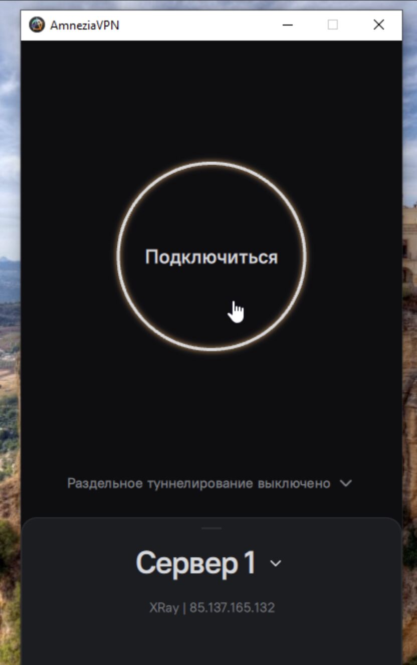 Продолжить в Amnezia